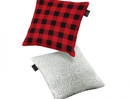 Square Decor Pillow Red Black Plaid For Discount