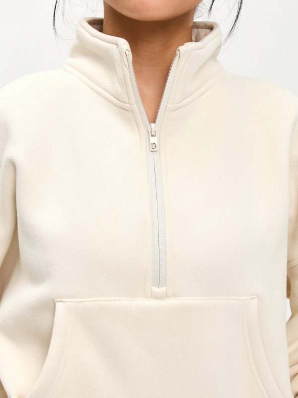 Plush Fleece Quarter Zip Pullover - Oat Milk Cheap