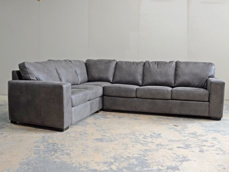 In stock 4400  Design Line   Leather Sectional A - Breyer Slate Hot on Sale