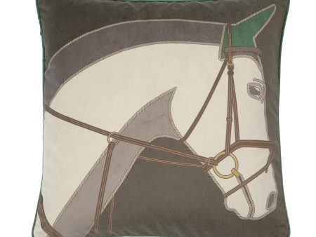 In Stock Horse Olive Velvet Pillow Hot on Sale