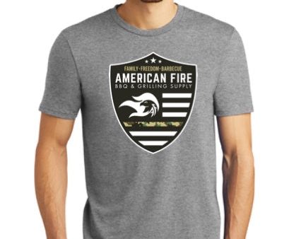 American Fire BBQ Military and 1st Responders Badge Logo Tee Online now