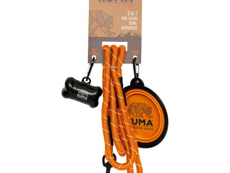 Kuma 3 in 1 Dog Leash Orange Grey Fashion