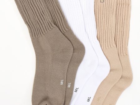 3 Pack Scrunch Socks - Multi Oat Milk For Cheap