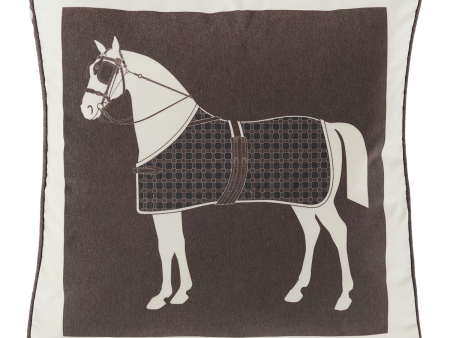 In Stock Velvet Pillow: Grey Horse For Discount