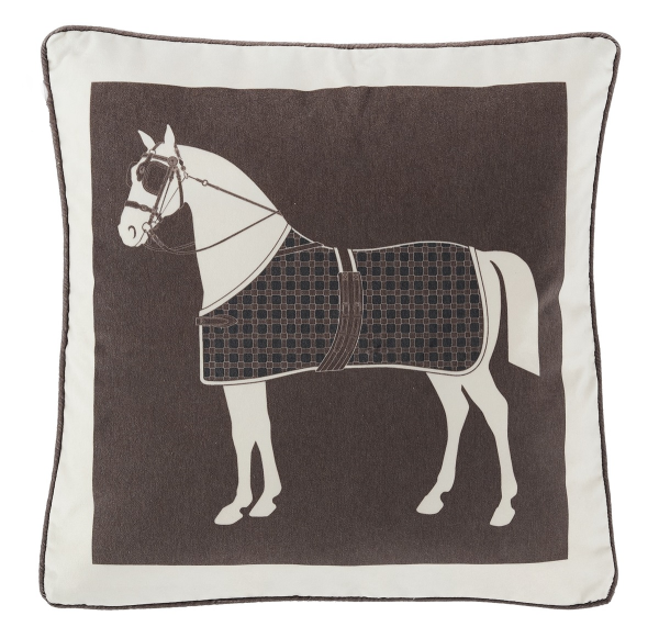 In Stock Velvet Pillow: Grey Horse For Discount