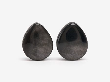 Silver Obsidian Teardrop Plugs Sale