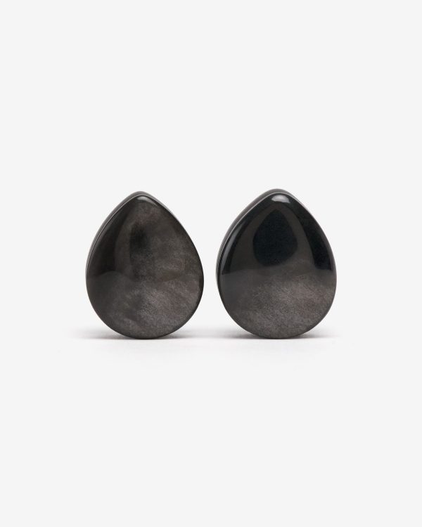 Silver Obsidian Teardrop Plugs Sale