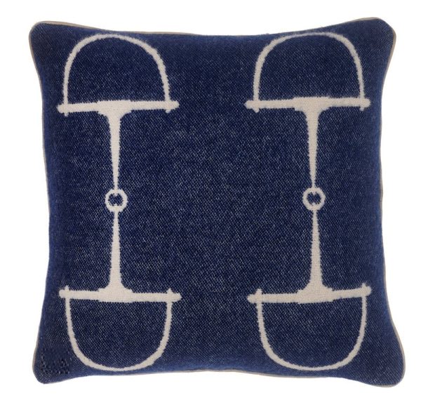 In Stock New Zealand Lambs Wool Square Pillow Navy For Cheap