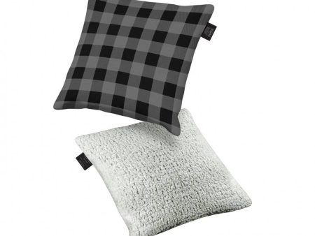 Square Decor Pillow Grey Black Plaid For Cheap