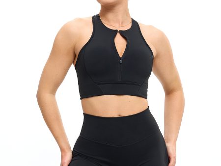 Colorado Zip Sports Bra - Onyx Black Cheap