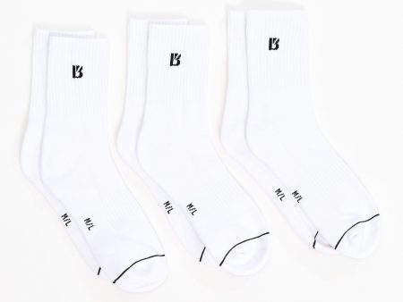 3 Pack Half Crew Socks - White Hot on Sale